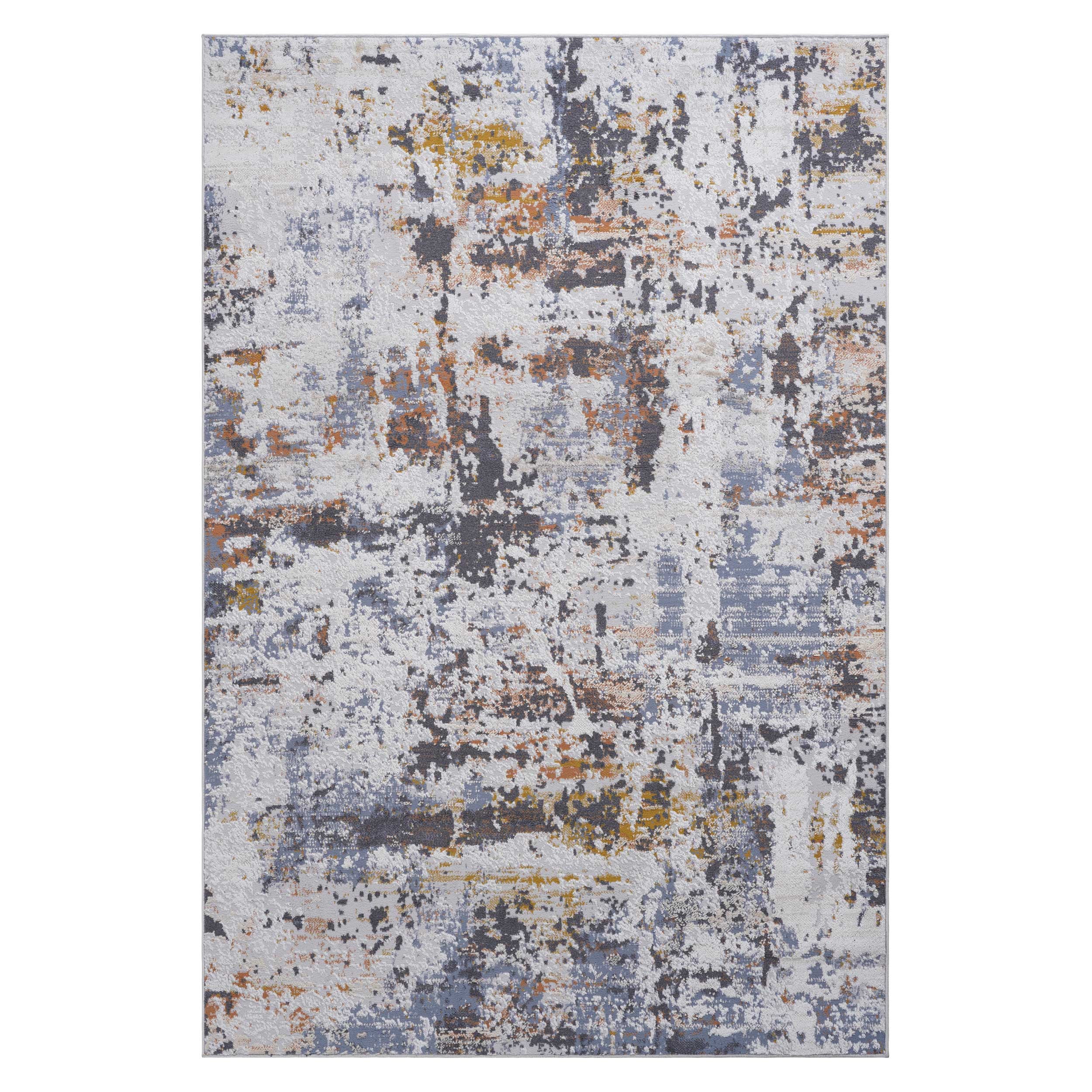 5X7 Ivory Blue Abstract Area Rug Non Shedding Stain Resistant Kid Pet Friendly Medium Pile Living Room Bedroom Dining Room Home Office Rug