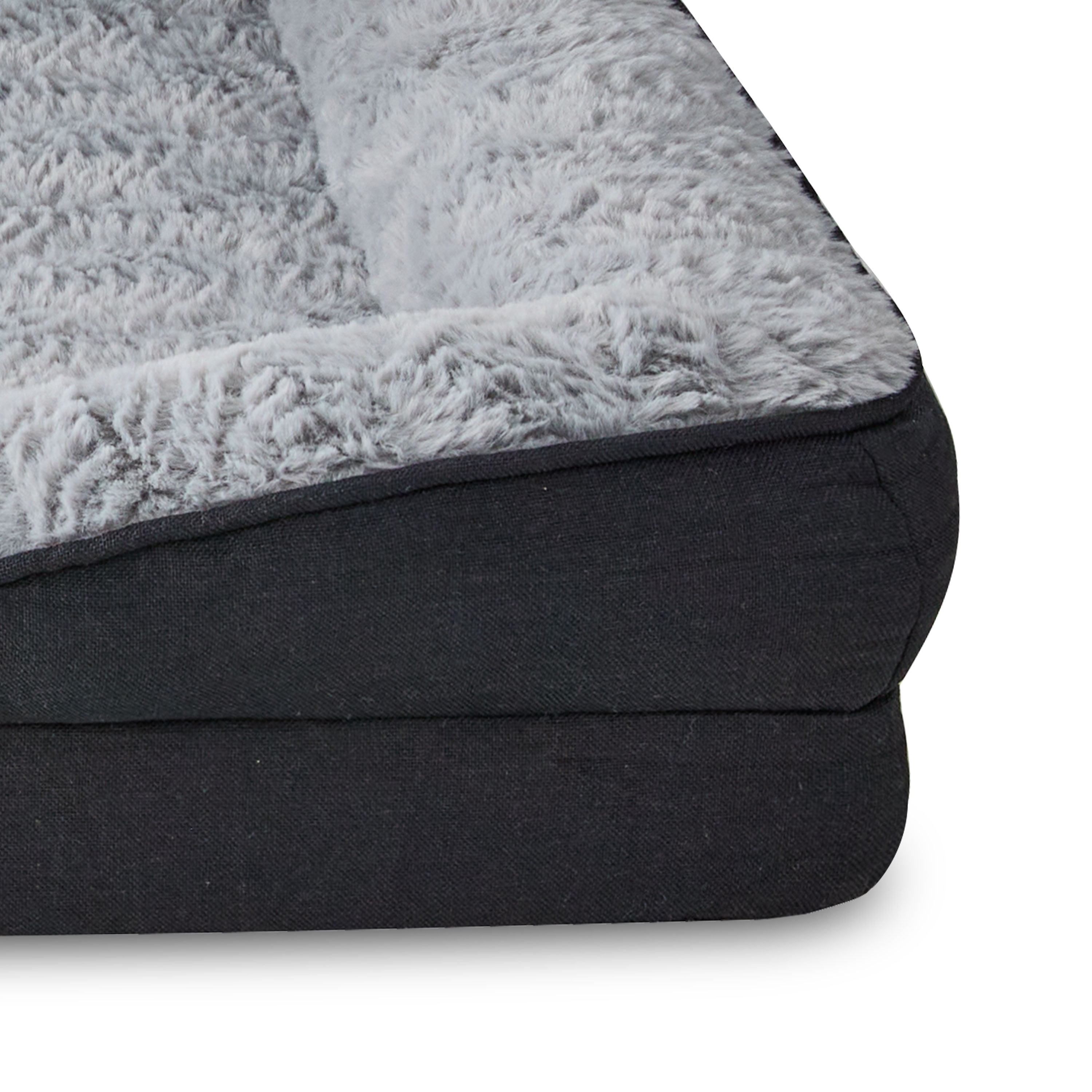 Vibrant Life Medium Orthopedic Bolster Dog Bed, Black, 25" x 35"