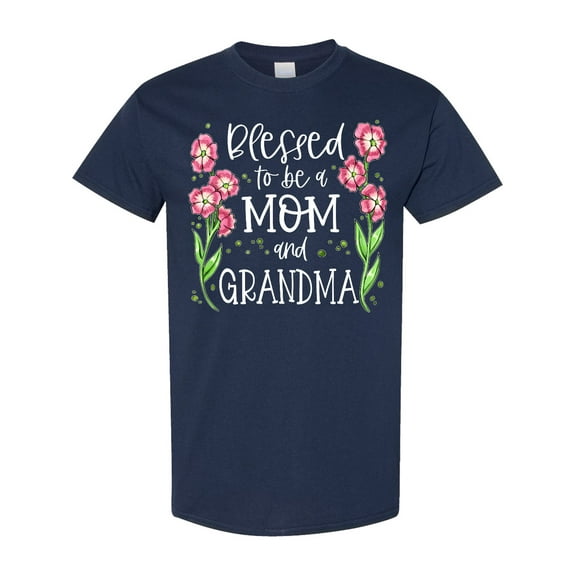 Inktastic Blessed to Be a Mom and Grandma Pink Flowers T-Shirt
