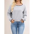 thumbnail image 2 of Women'S Jumper Sweaters Solid Casual Knitted Bottoming Pullover Loose All-Match Basic Top Grey XL, 2 of 6