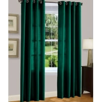 1 PANEL MIRA  SOLID HUNTER GREEN SEMI SHEER WINDOW FAUX SILK ANTIQUE BRONZE GROMMETS CURTAIN DRAPES 55 WIDE X 95" LENGTH