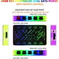 thumbnail image 4 of Samovi ARGB Fan Hub, 10-Port 4 Pin Fan Controller PC, 5V-3Pin LED Hub, Magnetic Mount, SATA Power Input, RF Remote & Chassis Key Control, Support 10 PWM Case Fans Splitter & ARGB Lighting Devices, 4 of 7