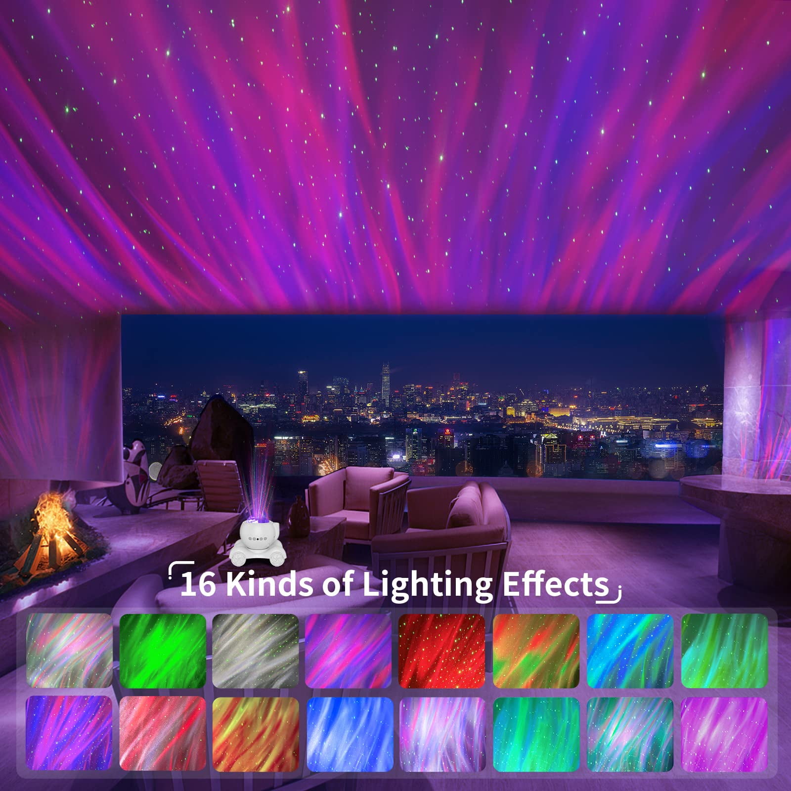 ENOKIK Aurora Projector, Galaxy Projector for Bedroom Built-in Bluetooth Speaker, Night Light Projector for Kids Adult, Star Projector for Bedroom/Ceiling/Party/Gift