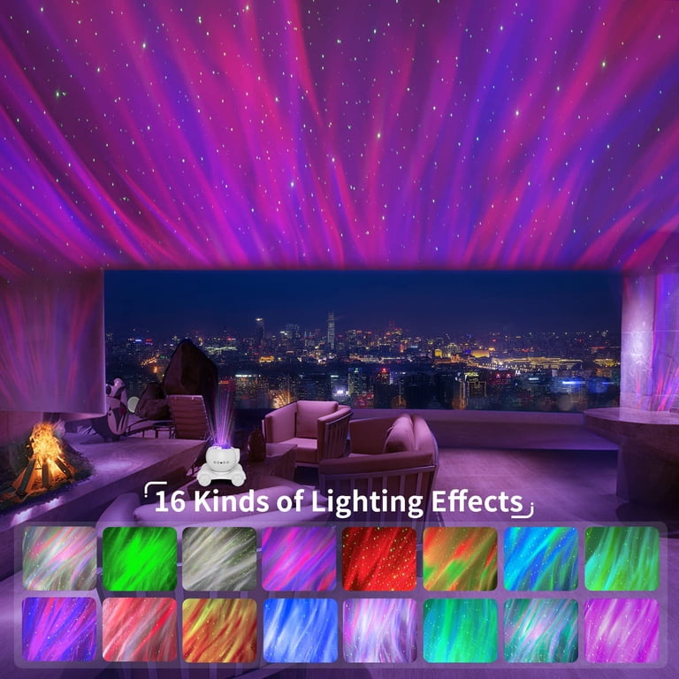 AoLa Sternenprojektor Für Kinder – 7 Lichteffekte + White Noise, Bluetooth, Akku, Nordlicht-Lampe Als Nachtlicht & Party-Deko