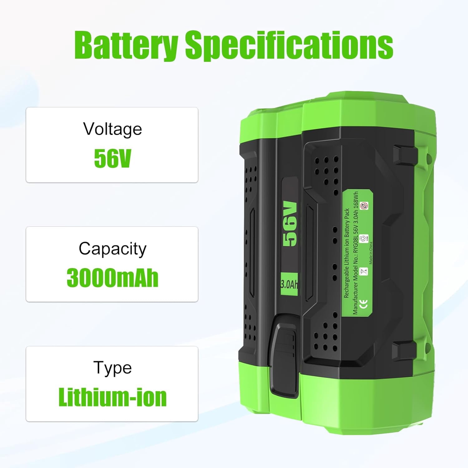 2 Packs 3.0Ah 56V Replacement for EGO 56V BA1400T BA2800 BA1400 BA2800T BA4200 Lithium Ion Battery Compatible with EGO 56V Power Tools CS1604 CS1804 CS1403 LB6504 Tools
