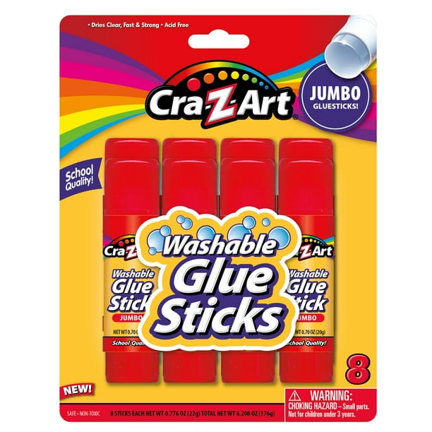 Cra-Z-Art Jumbo Washable School Glue Sticks, 8 Count - Walmart.com - Walmart.com