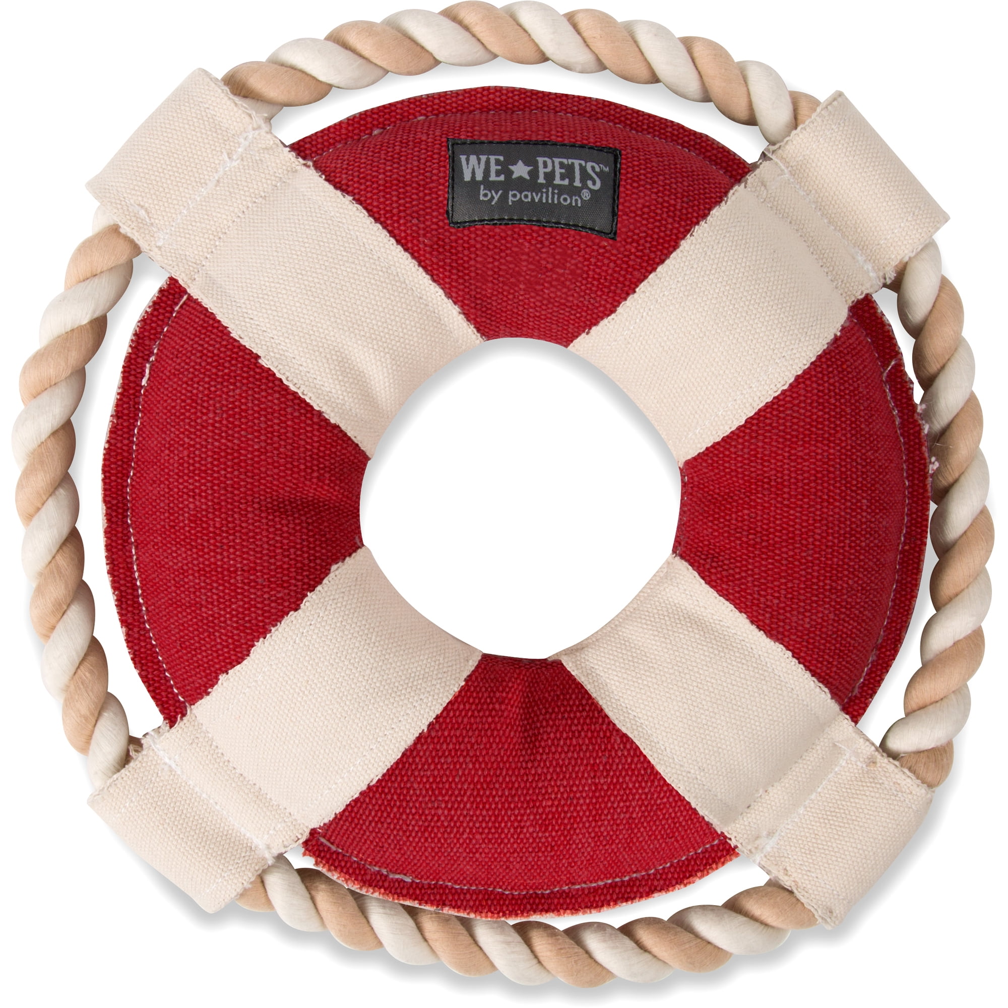Pavilion Gift Company Pavilion-Best Rescue Ever-Life Saver 11 Inch Large Tug of War Rope Sturdy & Durable Canvas Dog Toys, Red