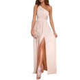 thumbnail image 2 of JUNWELL Robes d'Invité de Mariage pour Femmes une Épaule Sans Manches Élégante Robe de Soirée Plissée Fendue Robe Maxi Formelle, 2 of 7