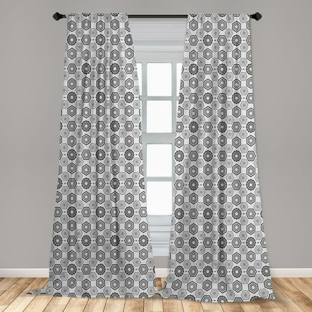 Geometric Curtains 2 Panels Set Blue, Gray Geometric Curtains
