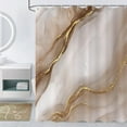 thumbnail image 2 of Brown Modern Shower Curtain, Brown Mix Gold Ombre Marble Texture Luxury Bathroom Curtain Waterproof Fabric Machine Washable with Hooks, 72" Wx72 L, 2 of 6
