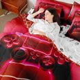thumbnail image 4 of Erosebridal Gamer Bedding King Size,Red Gamepad Comforter Sets with Sheets,Geometric Geometry Honeycomb,Breathable Bedroom Decor Reversible,7pcs, 4 of 6