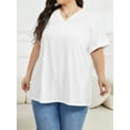 thumbnail image 3 of Oryer Womens Plus Size Tops Short Sleeve Shirts Tunic Summer Tops V Neck Casual Blouses, 3 of 6