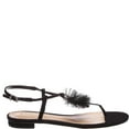thumbnail image 2 of Schutz Tiele Black Fringe Ring Thong Sandal Adjustable Ankle Strap Flat Sandals (Black, 8.5), 2 of 4