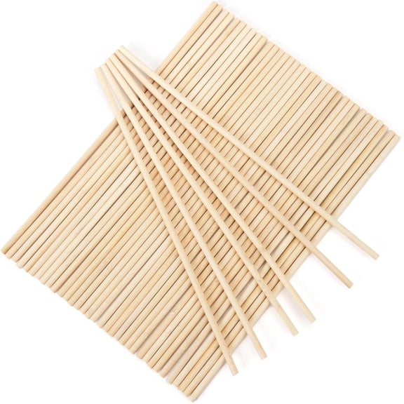 50Pcs Wooden Dowel Rods, 1/4 x 12 Inch Hardwood Sticks for Crafts, Pre-Cut Cake & Support Dowels for DIY Projects, Natural Unfinished Wood Sticks