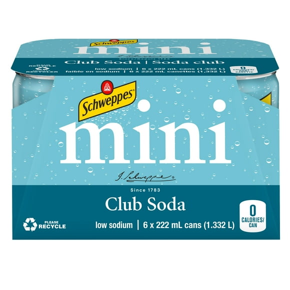 Schweppes Club Soda 6 x 222 mL, Mini canettes 6x222mL