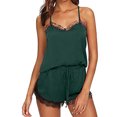 thumbnail image 4 of ICHUANYI Women Sleepwear Sleeveless Strap Nightwear Lace Trim Satin Cami Top Pajama Sets, 4 of 8