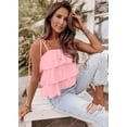 thumbnail image 4 of FreshPretty Spaghetti Strap Ruffle Babydoll Peplum Tank Tops for Women Summer Cute Flowy Beach Vacation Cruise Outfits, 4 of 6