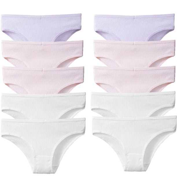 BZEL-Conjunto de bragas transpirables para mujer, ropa interior Sexy, cómoda, de algodón, a rayas, a la moda, 10 unidades