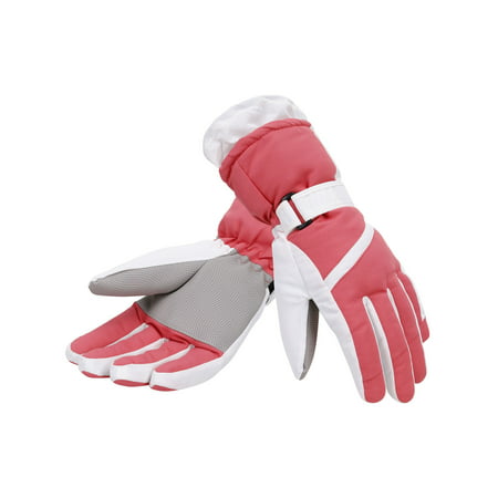 Women Waterproof Thinsulate Lined Winter Ski Gloves,Grey White