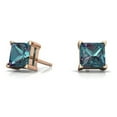 thumbnail image 3 of Paris Jewelry 2 Ct Created Alexandrite Princess Cut Stud Earrings, 24k Rose Gold plated, 3 of 4