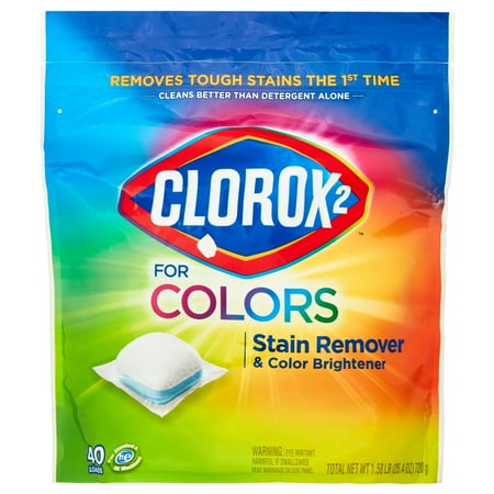 Clorox 2 for Colors Laundry Stain Remover and Color Booster Pods, Regular, 25.4 oz, 40 Count