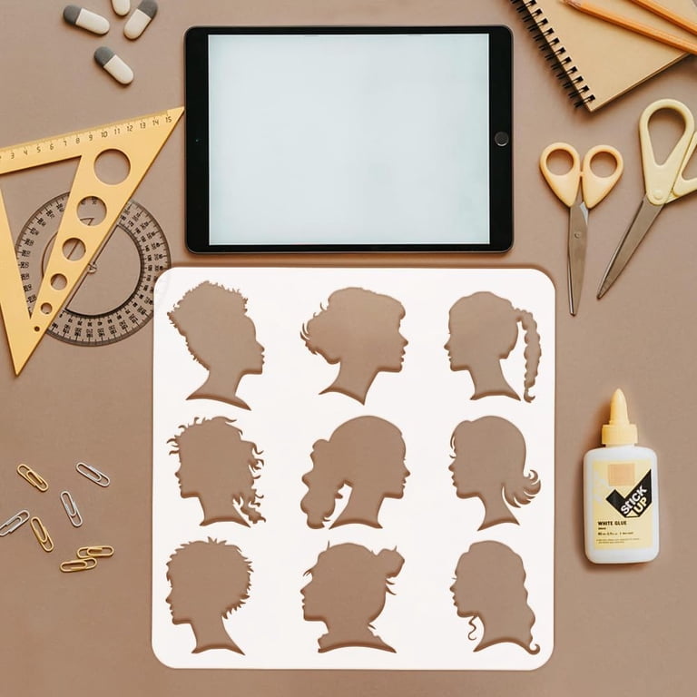 FINGERINSPIRE Plus Size Girls Stencil 11.8x11.8\" Reusable Fullbody Women Stencils Fashion Women Silhouette Stencil Lady Stencils For Painting On Wood Canvas Paper Fabric Wall Furniture DIY Home Decor