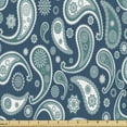 thumbnail image 1 of Vintage Blue Fabric by the Yard Upholstery, Middle Eastern Paisley Pattern Curvy Motifs with Floral Details, Decorative Fabric for DIY and Home Accents, 2 Yards, Dark Blue Teal and White by Ambesonne, 1 of 4