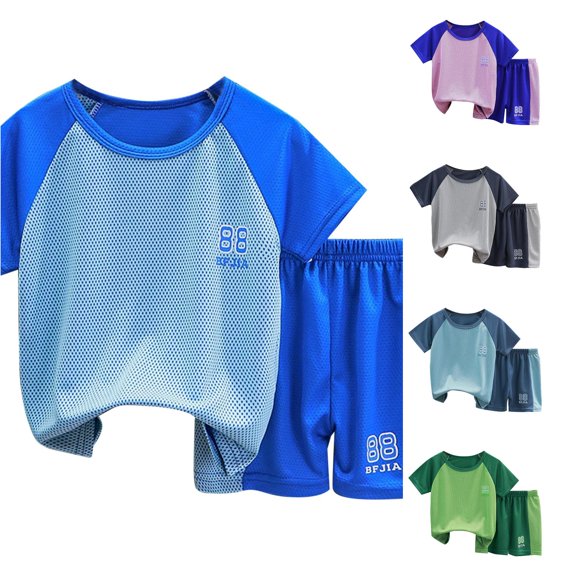 VOUZZA Kids 2 Piece Shorts Set Short Sleeve T Shirt and Shorts Boys Summer Clothes Toddler Kids Outfit Boys Summer Outfit
