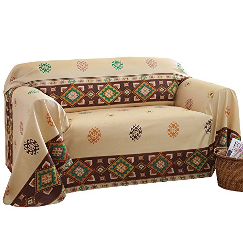Collections Etc Aztec Southwest Furniture Throw Cover, Sofa, Beige