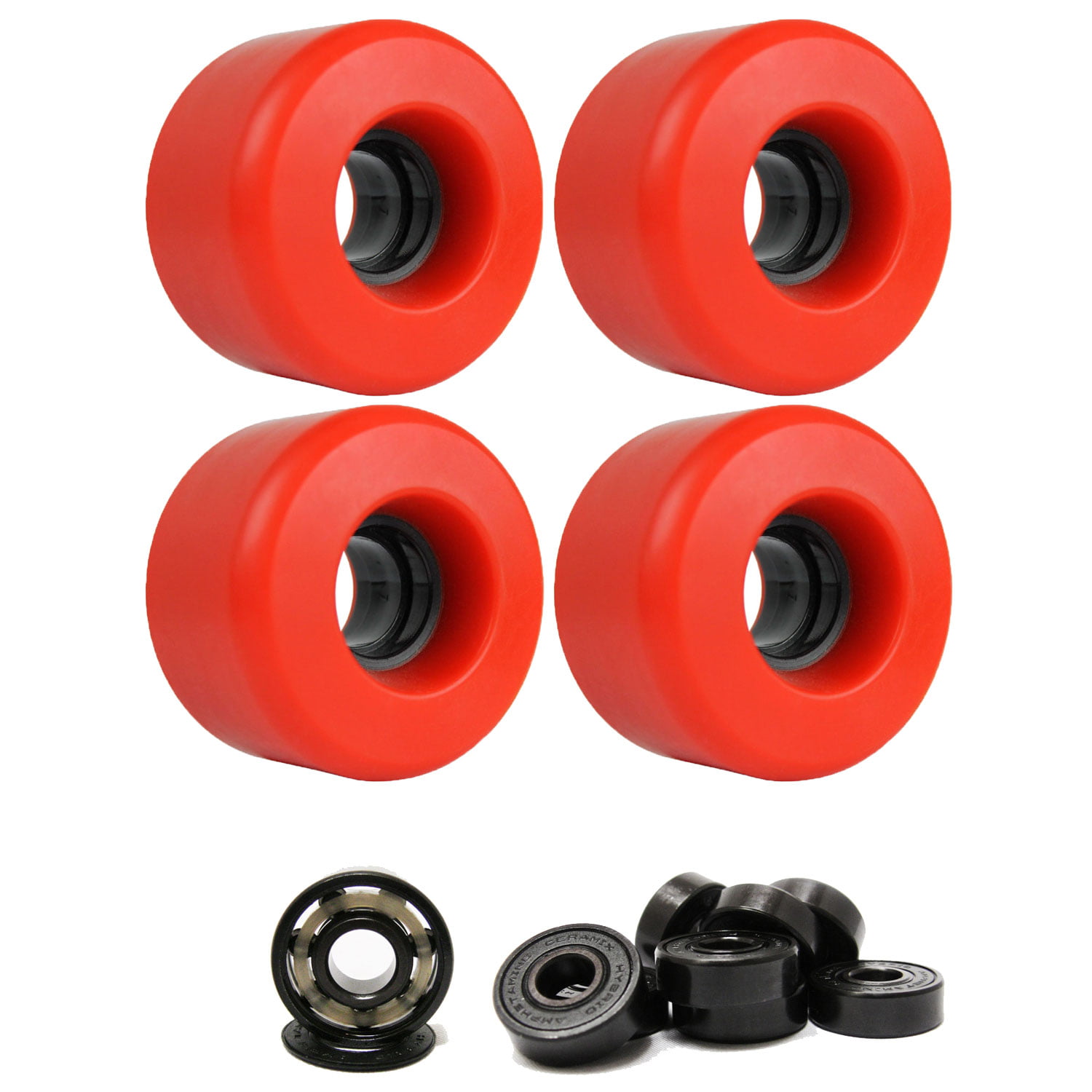 Details about   Longboard Cruiser Wheels Set 60mm x 32mm 82a Red USA Made Abec 7 