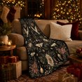 thumbnail image 3 of Printed Flannel Throw Blanket with Celestial Moths Barn Owls Holiday, 3 of 9