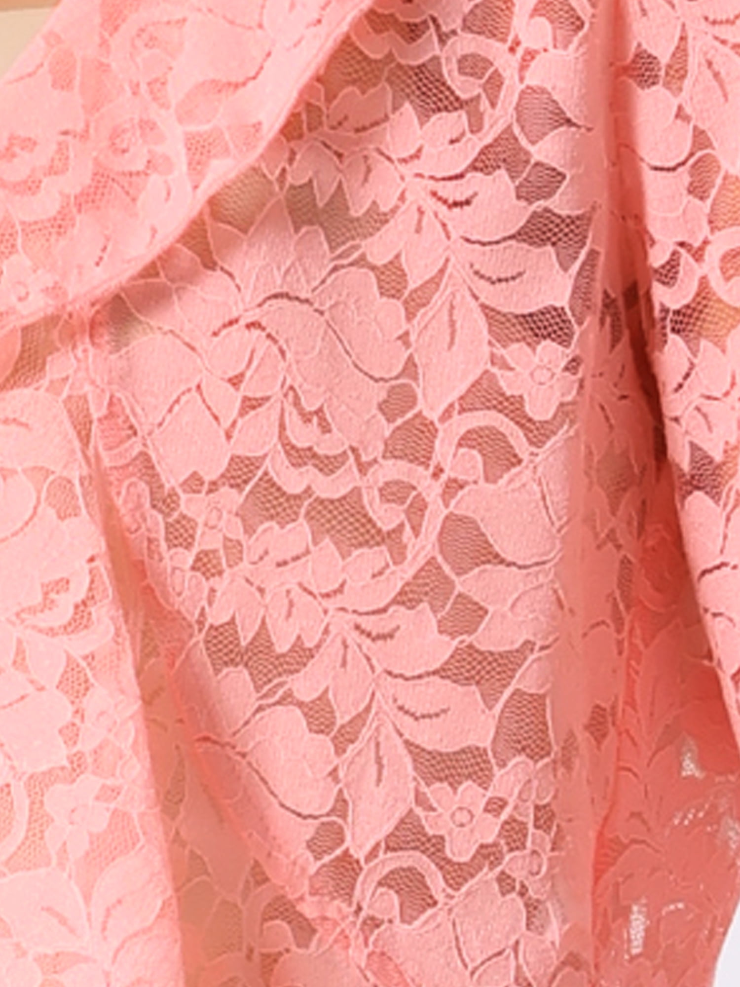 DARING DIVA Women's Lace Shrug Ruffle Cardigan Open Front Half Sleeve Bolero L Pink