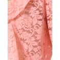thumbnail image 5 of INSPIRE CHIC Women's Floral Lace Ruffle Hem Open Front Half Sleeve Lightweight Bolero Shrug L Pink, 5 of 6
