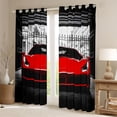 thumbnail image 2 of Castle Fairy Modern Sports Car Black Out Curtains for Boys, Garage Entrance Art Curtains Pack of 2 (42x63 Each) for Bedroom, Red Black, 2 of 6