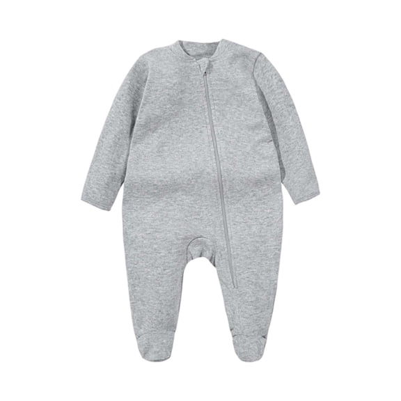 JAJAHO Baby Boys Girls Full Zip Up Romper Soft Long Sleeve Footed Jumpsuit Toddler Spring Fall Solid Color Crewneck Cozy One-Pieces