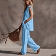 thumbnail image 6 of BUIGTTKLOP Cotton Linen 2 Piece Sets for Women V Neck Sleeveless Tops High Waisted Pants with Pockets Summer Outfits, 6 of 6