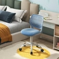 thumbnail image 2 of POWERSTONE Small Home Office Desk Chair, Swivel Rolling Study Computer Chair, Adjustable Height Task Chair with Armless Mid Back, Upholstered Mesh Seat, Blue, 2 of 7
