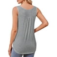 thumbnail image 6 of JYLFC Women Plus Size V Neck Tank Henley Pleated Sleeves Tops, Gray 2XL, 6 of 7