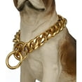 thumbnail image 2 of GHSDFBB Collier Chaîne pour Chien, Ras-du-Cou Antidérapant, Acier Inoxydable Robuste, Maillons Cubains 19 mm, Collier pour Animal de Compagnie, Petites, Moyennes et Grandes Races (22 Pouces, Or), 2 of 6