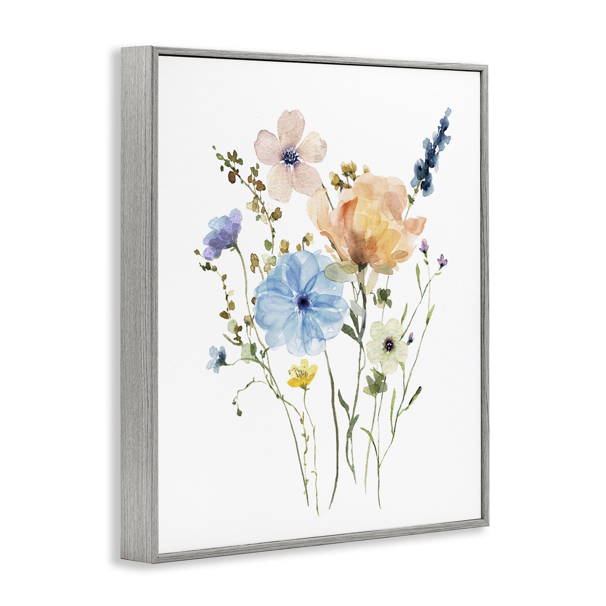 Stupell Industries Wildflower Sprig Bundle Gray Framed Giclee Art, design by Livi Finn