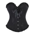 thumbnail image 2 of Gyujnb Women's Floral Jacquard Strapless Ruffle Overbust Corset Boned Push Up Waist Cincher Fairy Princess Halloween Costume Bustier Top,S, 2 of 6