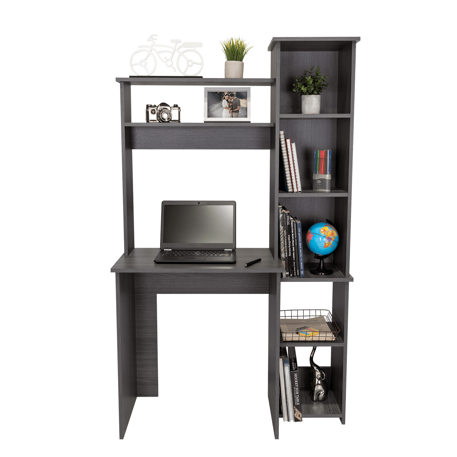 Versalles Writintg Desk, Two Superior Shelves, Five Cubbies -Smokey Oak
