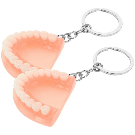 Denture Keychain 2 Pcs Halloween Bulk Mens Keychains Holder Charm Accessories Gift Decoration Man Resin