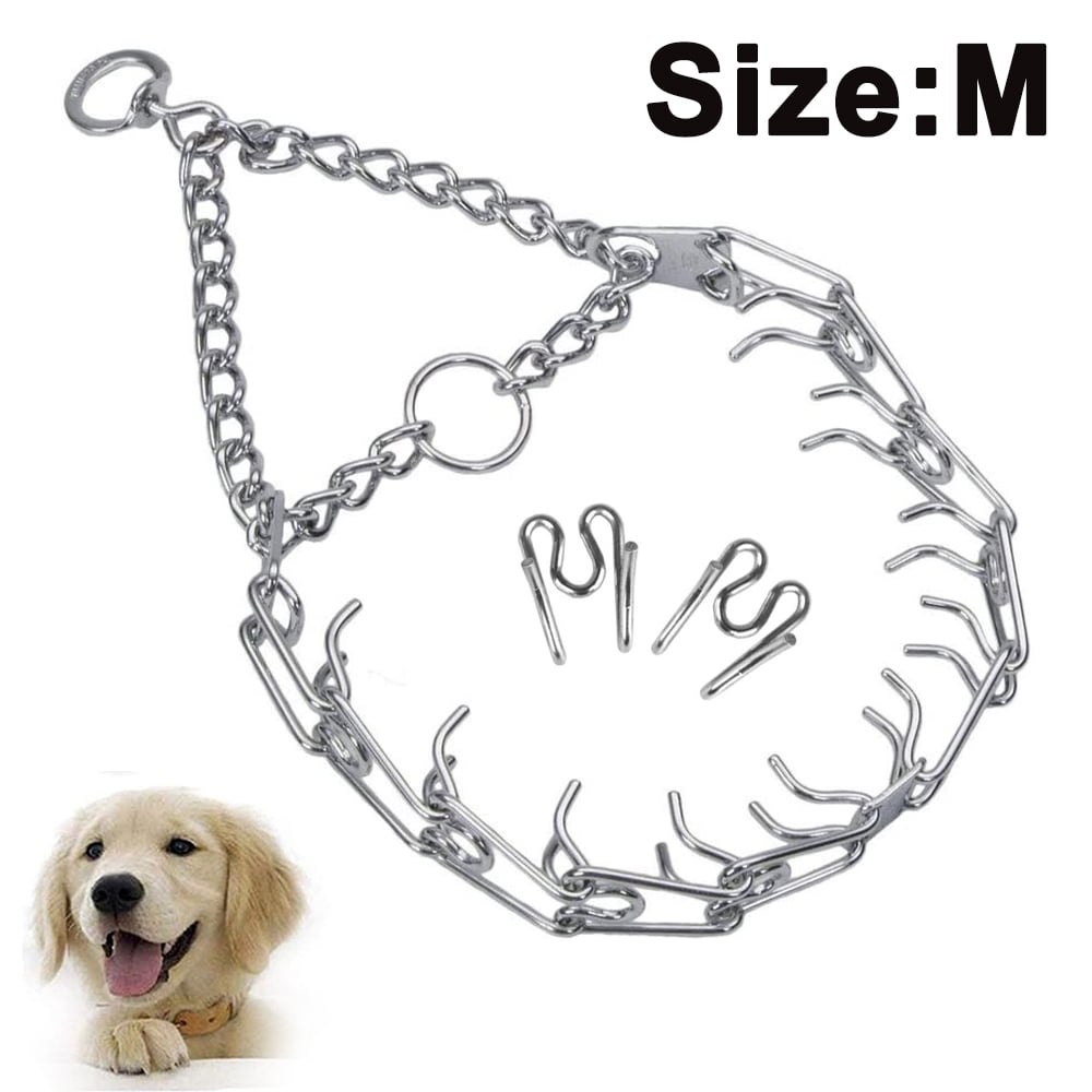 Prong Dog Training Collar with Quick Release Buckle Chrome Plated Steel