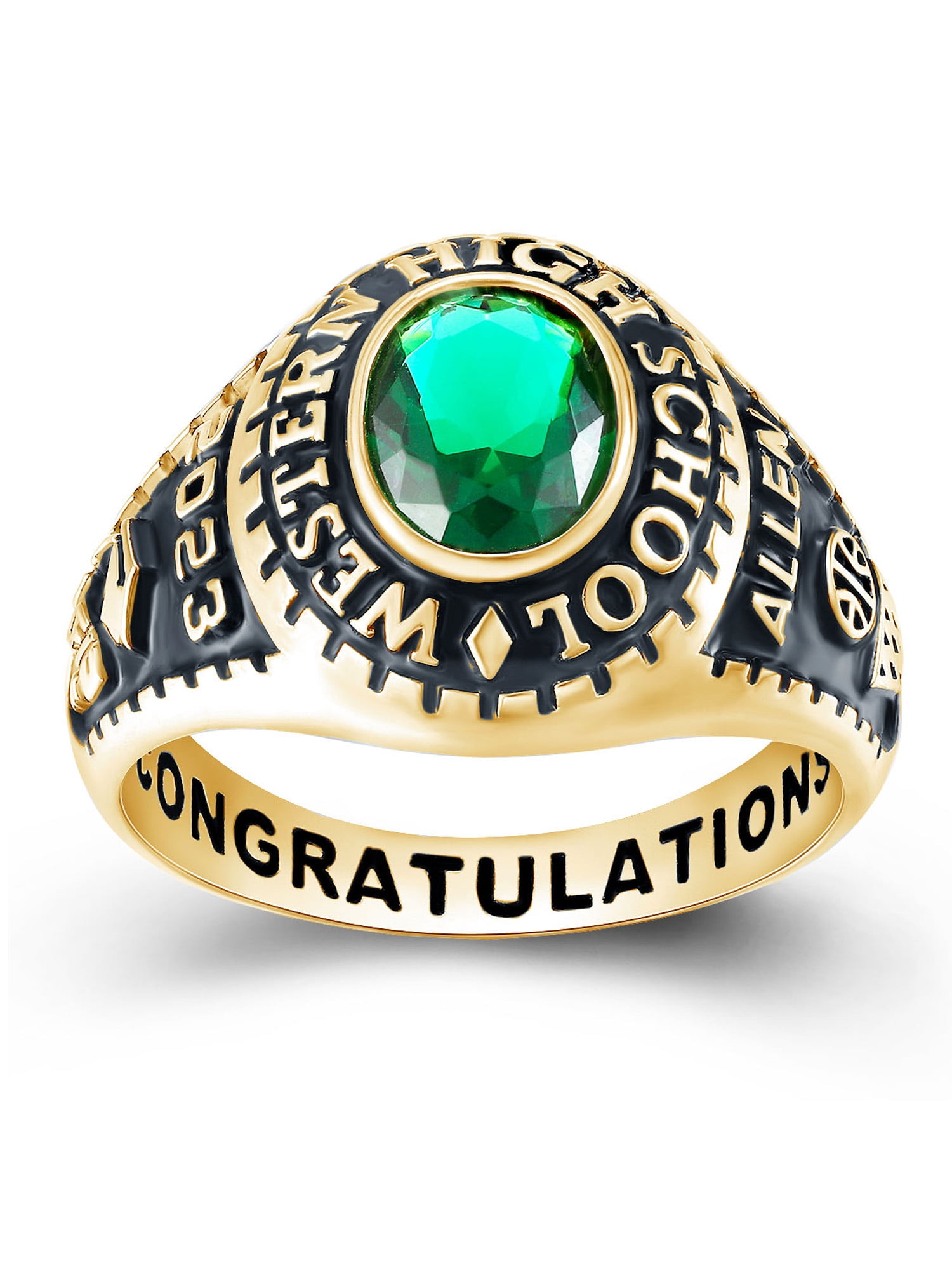 Mementos USA Men's Class Rings Customized 10kt Yellow Gold for High School or College Graduation