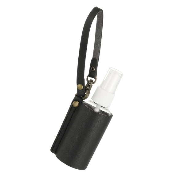 Uxcell Travel Empty Spray Bottles with Leather Bag Holders, Black