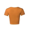 thumbnail image 3 of A2Y Women's Basic Cute Scoop Neck Cotton Short Sleeve Crop Top Ash Mustard S, 3 of 5