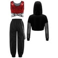 thumbnail image 2 of Miutii Kids Girls Dance Clothing Set Hip Hop Modern Jazz Performance Costume 3 Pieces Active Outfit Tracksuit Red&Black 12, 2 of 5