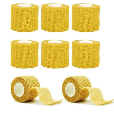 Tattoo Grip Cover Wrap,8PCS Disposable Cohesive Tattoo Grip Cover Elastic Bandage Handle Grip Tube for Tattoo Machine Tattoo Grip Accessories(Yellow)