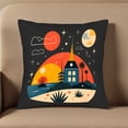 thumbnail image 5 of Serene Nighttime Scene Throw Pillow Covers - Set of 2 18x18in Featuring Red & Yellow Moons Clouds Stars Perfect for Couch Bed Car Decor, 5 of 8